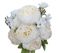Duovlo Flores Artificiales de Seda de peonías, Flores Falsas Vintage para decoración del hogar, Paquete de 1 (Blanco Leche primaveral)