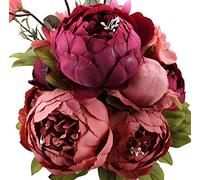 Duovlo Flores Artificiales Vintage de Seda de peonía Artificial para decoración del hogar, Paquete de 1 (Rojo Nuevo)