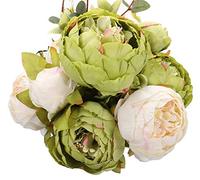 Duovlo Flores Artificiales Vintage de Seda de peonía Artificial para decoración del hogar, Paquete de 1 (Verde Nuevo)
