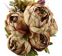 Duovlo - Ramo de peonías Artificiales, Flores de Seda para decoración o Bodas, 1 Unidad