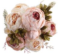 Duovlo - Ramo de peonías Artificiales, Flores de Seda para decoración o Bodas, 1 Unidad