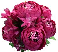 Duovlo Ramos de peonías Artificiales de Seda para decoración del hogar, Paquete de 1 (Rosa Intenso primaveral)