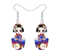 DUOWEI Acrílico Anime Cute Estilo Japonés Kimono Muñeca Pendientes Charms Dangle Joyería Regalos para Mujeres Mujeres Adolescentes Niñas, M, Acrílico, Sin piedra preciosa