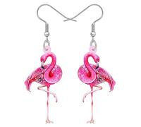 DUOWEI Acrílico Anime Rojo Carmín Flamenco Aretes de Pájaro Colgar Joyería para Mujeres Niñas Adolescentes Verano Primavera Regalos, Acrílico, No es una piedra preciosa
