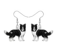 DUOWEI Acrílico Border Collie Perro Pendientes Lindo Perro Perro Colgando Joyería para Mujeres Señoras Niñas Amantes Regalos, M, Acrílico, No es una piedra preciosa
