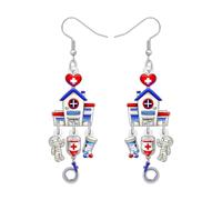 DUOWEI Acrílico Divertido Enfermera Pendientes Lindo Estetoscopio Paramédico Apreciación Joyería Regalos para Mujeres Niñas Mamá RN Enfermeras Semana Médico (Hospital)