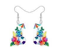 DUOWEI Acrílico Divertido Hawaii Tropical Cocktail Copas de Vino Goblet Colgante Pendientes Linda Flor Mariposa Joyas para Mujeres Niñas Amantes de la Playa Regalos (Marina)