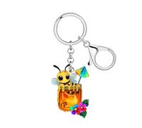 DUOWEI Acrílico Lindo Abejorro Tarro de Miel Abeja Llavero Llaveros Accesorios Abeja Regalos para Mujeres Niñas Llaves de Coche Cartera Charms (Amarillo)