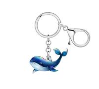 DUOWEI Acrílico Lindo Animal Marino Ballena Llavero Llaveros Regalos para Mujeres Niñas Amantes de la Playa Llaves de Coche Cartera Mochila Accesorios (Azul)