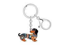 DUOWEI Acrílico Lindo Boho Teckel Regalos Cachorro Llavero Llaveros Weiner Perro Regalos para Mujeres Niñas Mamá Amantes de los perros Llaves del Coche (Marrón)