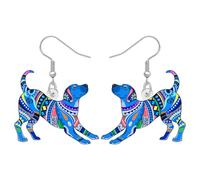 DUOWEI Acrílico Lindo Labrador Perro Dangle Pendientes Boho Regalos para Mujeres Mamá Amantes de los Perros, Hipoalergénico Bohemio Único Animales Cachorro Mascotas Joyería Charms (Azul)