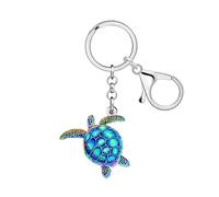 DUOWEI Acrílico Lindo Llavero Tortuga Marina Llavero Regalos para Mujeres Niñas Amantes de la Playa Llaves de Coche Cartera Tortuga Animal Accesorio (Marina)