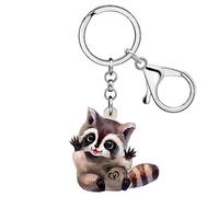 DUOWEI Acrílico Lindo Mapache Llavero Accesorios Animal Mapache Regalos para Mujeres Niñas Llaves del Coche Cartera Mochila Charms (Marrón)