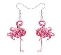 DUOWEI Acrílico Lindo Rosa Flamenco Pendientes Colgante Divertido Hawaii Isla Playa Pájaro Tropical Diseñador Ligero Joyería Regalos para Mujeres Niñas Mamá Animales Amantes Charms (Rosa)