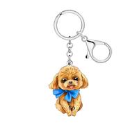 DUOWEI Acrílico Llavero Dorado Doodle Llavero Perro Regalos para Mujeres Niñas Perro Mamá Caniche Amantes Llaves de coche Cartera Accesorios (Oro)