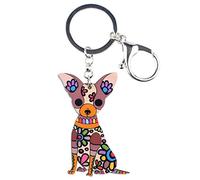 DUOWEI Adorable llavero de perro Chihuahua sentado acrílico para mascotas, llavero para mujeres, adolescentes, regalo, Marrón, M