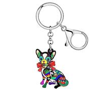 DUOWEI Adorable llavero de perro chihuahua sentado, llavero acrílico para mascotas, para mujeres, adolescentes, regalo, Chihuahua de Navidad H, M