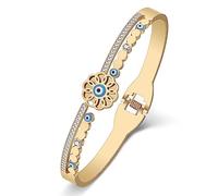 DUOWEI Bonita pulsera de acero inoxidable chapada en oro real de 18 quilates, amuleto de regalo para mujeres y niñas, Medium, Acero inoxidable, Piedra solar de cobre