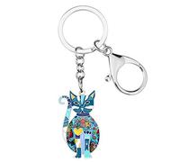 DUOWEI Bonito llavero de gato, llavero de gato, regalos delicados para mujeres y niñas, bolsa, cartera, llavero de coche, azul marino, W2L2