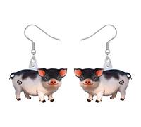 DUOWEI Bonitos aretes acrílicos de cerdo rosa, regalos de joyería para mujeres y niñas, amantes de los cerdos, Medium, Acrílico, No es una piedra preciosa