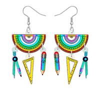 DUOWEI Bonitos aretes acrílicos para profesor, lápiz de crayón, joyería para el regreso a clases, para mujer, accesorios de Apple (matemáticas), Acrílico, Sin piedra preciosa