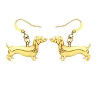 DUOWEI Bonitos aretes colgantes de perro salchicha, regalos divertidos para mujeres amantes de los perros, M, Zinc, Sin piedra preciosa