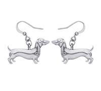 DUOWEI Bonitos aretes colgantes de perro salchicha, regalos divertidos para mujeres amantes de los perros, M, Zinc, Sin piedra preciosa