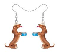 DUOWEI Bonitos aretes de perro salchicha colgantes, regalos de joyería para mujeres y niñas, Acrílico