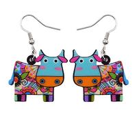 DUOWEI Bonitos aretes de vaca de ganado con leche de dibujos animados para mujeres, niñas, adolescentes y niños, Acrílico, Arenisca
