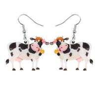 DUOWEI Bonitos pendientes de vaca de ganado lechero de dibujos animados de acrílico, joyería colgante para mujeres, niñas, adolescentes y niños, Medium, Acrílico, Sin piedra preciosa