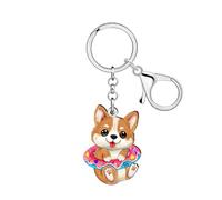 DUOWEI Divertido Corgi Mascotas Amantes Llavero para Mujeres Niñas Perro Mamá Llaves del Coche Cartera Mochila Corgi Regalos Accesorios