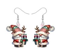 DUOWEI Divertido Navidad Gnome Colgante Pendientes Gnomos Regalos para Mujeres Accesorios,Acrílico Christmas Vacaciones de Invierno Joyería de las Niñas Regalos de Xmas Gnomo Decoraciones (Rose)
