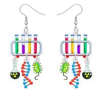 DUOWEI Divertido vaso de Laboratorio Virus Tubo de Ensayo Profesor de Ciencias Colgante Pendientes Biología Química Apreciación Joyería Regalos para Mujeres Niñas STEM Estudiante (Multicolor)
