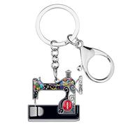 DUOWEI Herramientas para máquinas de coser Tijeras Flatiron Llavero Aleación de Zinc Llavero Bolsa Charm Regalo para mujeres y niñas, Negro, M