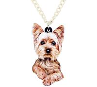DUOWEI Lindo collar de perro Yorkshire Terrier con colgante de perro, colección de joyería para mujer, Acrílico, no aplica