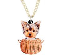 DUOWEI Lindo collar de perro Yorkshire Terrier con colgante de perro, colección de joyería para mujer, Acrílico, no aplica