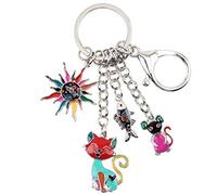 DUOWEI Lindo esmalte gato llavero llaveros para bolsos cartera encantos, cereza, M