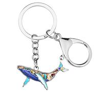 DUOWEI Lindo esmalte océano ballena llavero anillos para mujeres niñas cartera encantos, azul, M