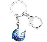 DUOWEI Lindo esmalte océano ballena llavero anillos para mujeres niñas cartera encantos, azul marino, M