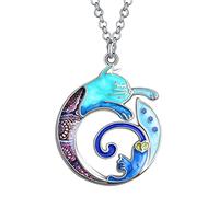 DUOWEI lindo gato regalos esmalte gato collar para mujeres niñas amantes de los gatos cumpleaños encantos (Cobalto)