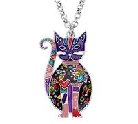 DUOWEI lindo gato regalos esmalte gato collar para mujeres niñas amantes de los gatos cumpleaños encantos (Violeta)