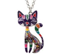 DUOWEI lindo gato regalos esmalte gato collar para mujeres niñas amantes de los gatos cumpleaños encantos (Vino)
