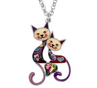 DUOWEI lindo gato regalos esmalte gato collar para mujeres niñas amantes de los gatos cumpleaños encantos (pasas)