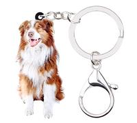 DUOWEI Lindo llavero de acrílico para perro Border Collie inteligente para mascotas, bolso de mano para mujeres y niñas - marrón - M