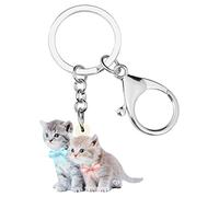 DUOWEI Lindo llavero de gato gris con diseño de gatito de acrílico para mascotas, decoración para mujeres, adolescentes y niñas, regalo, Gris, M