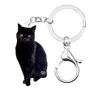 DUOWEI Lindo llavero de gato negro de Halloween para mujeres, adolescentes, niñas, regalos de gatos, Cat T, M