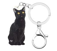 DUOWEI Lindo par gato gris gatito llavero acrílico mascota llavero monedero decoración para mujeres adolescentes encanto regalo, Negro, M