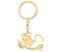 DUOWEI Lindo regalo para parejas, llavero de gato, joyería para gatos, mochila para llaves de coche, dijes para novia, novio, él, ella, amante de los gatos (oro de alborno), Hallween Gold, M