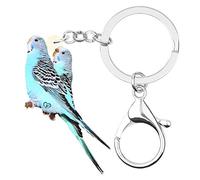 DUOWEI Llavero acrílico azul con cola larga para pájaros y periquitos, regalo para mujeres y adolescentes - azul - Medium