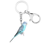 DUOWEI Llavero acrílico azul con diseño de pájaro periquito lindo llavero para mujeres y niñas, monedero, cartera, accesorios, regalos